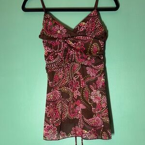 Self Esteem Pink and Brown Patterned Top